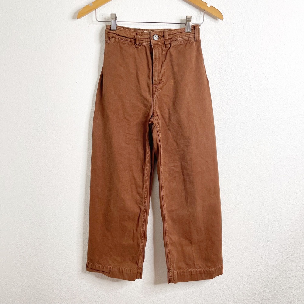We The Free Free People Brown Wide Leg Utility Pants High Rise Size 24 Cotton